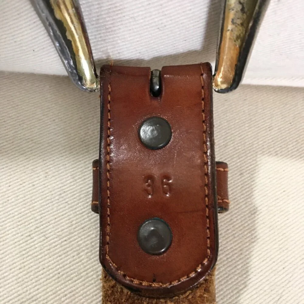 Brown Leather Western Style Belt w/Silver Details Unisex